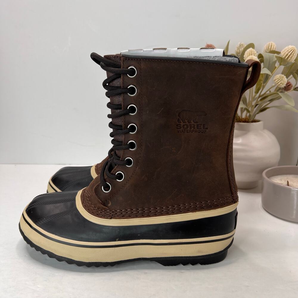 Sorel 1964 Leather Waterproof Snow Boots Tobacco NM2725-256 Men 7 NWOB